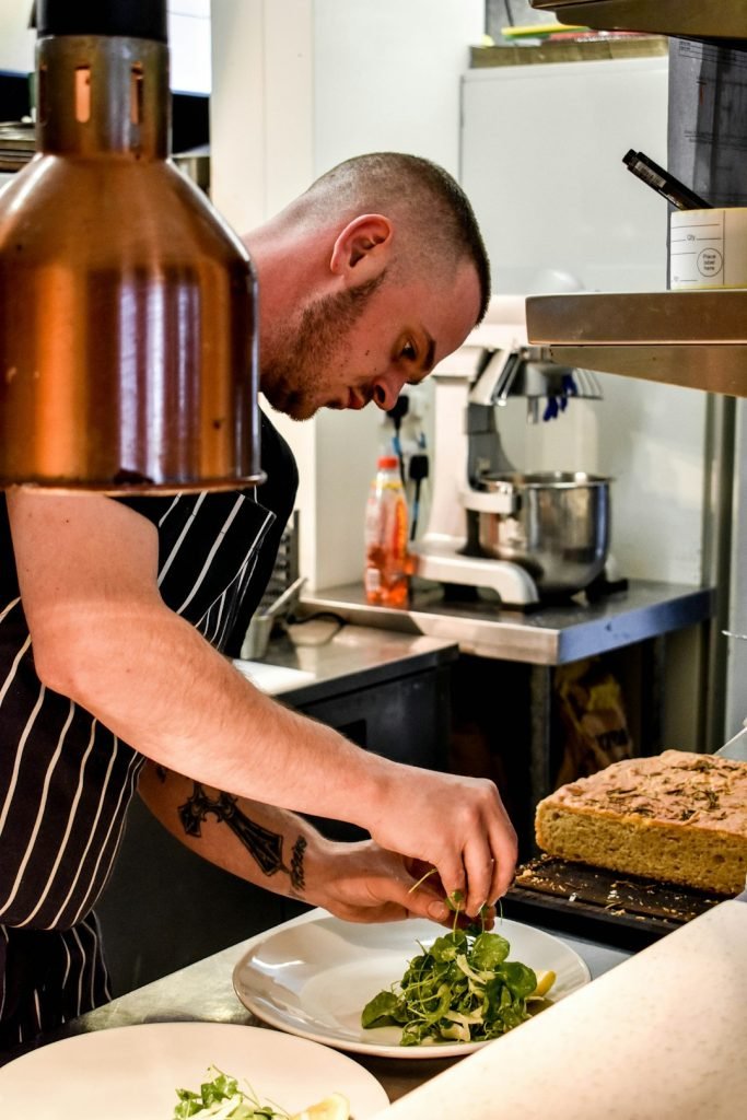 Chef at work in a restaurant kitchen